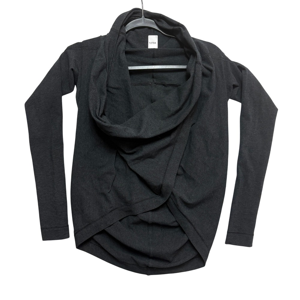 Lululemon Wrap Top Womens 6 Gray Savasana Drape Cowl Neck Long Sleeve